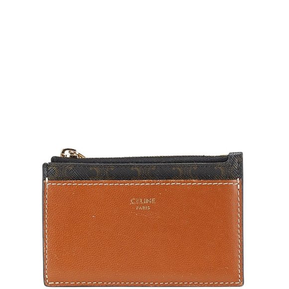 Celine Macadam Card Case Black Brown PVC Leather Women's CELINE